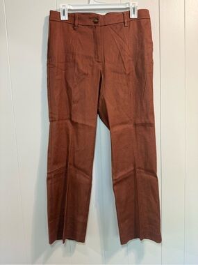 J Jill Straight-Leg Cropped Linen Blend Pants in Rust Terracotta Size 8 Tall